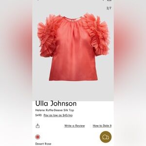 Ulla Johnson Helene Ruffle-Sleeve Silk Top